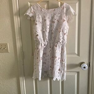LIV LA white crochet lace mini dress Sz M